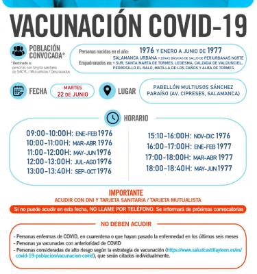 Vacunación Salamanca 22 de junio