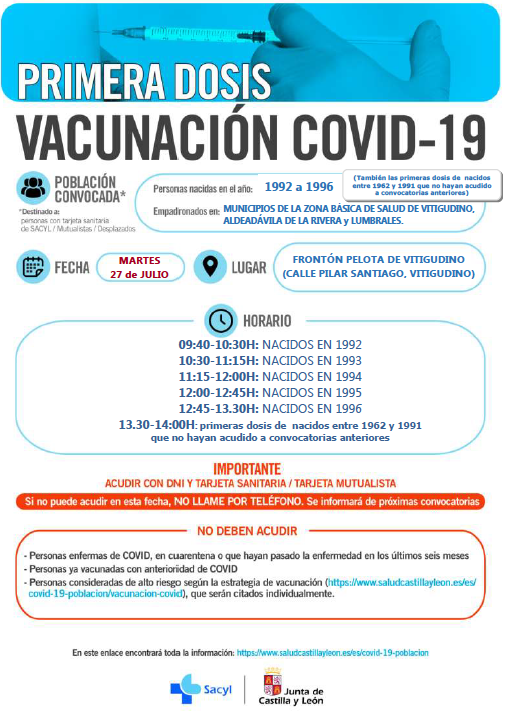 Vacunaciones 27 de julio en Vitigudino