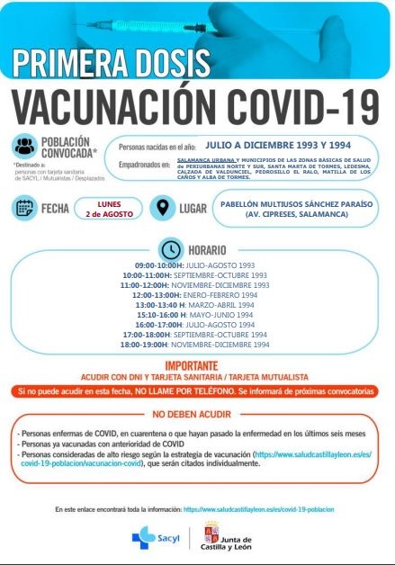 Vacunaciones masivas Salamanca 1993 y 1994