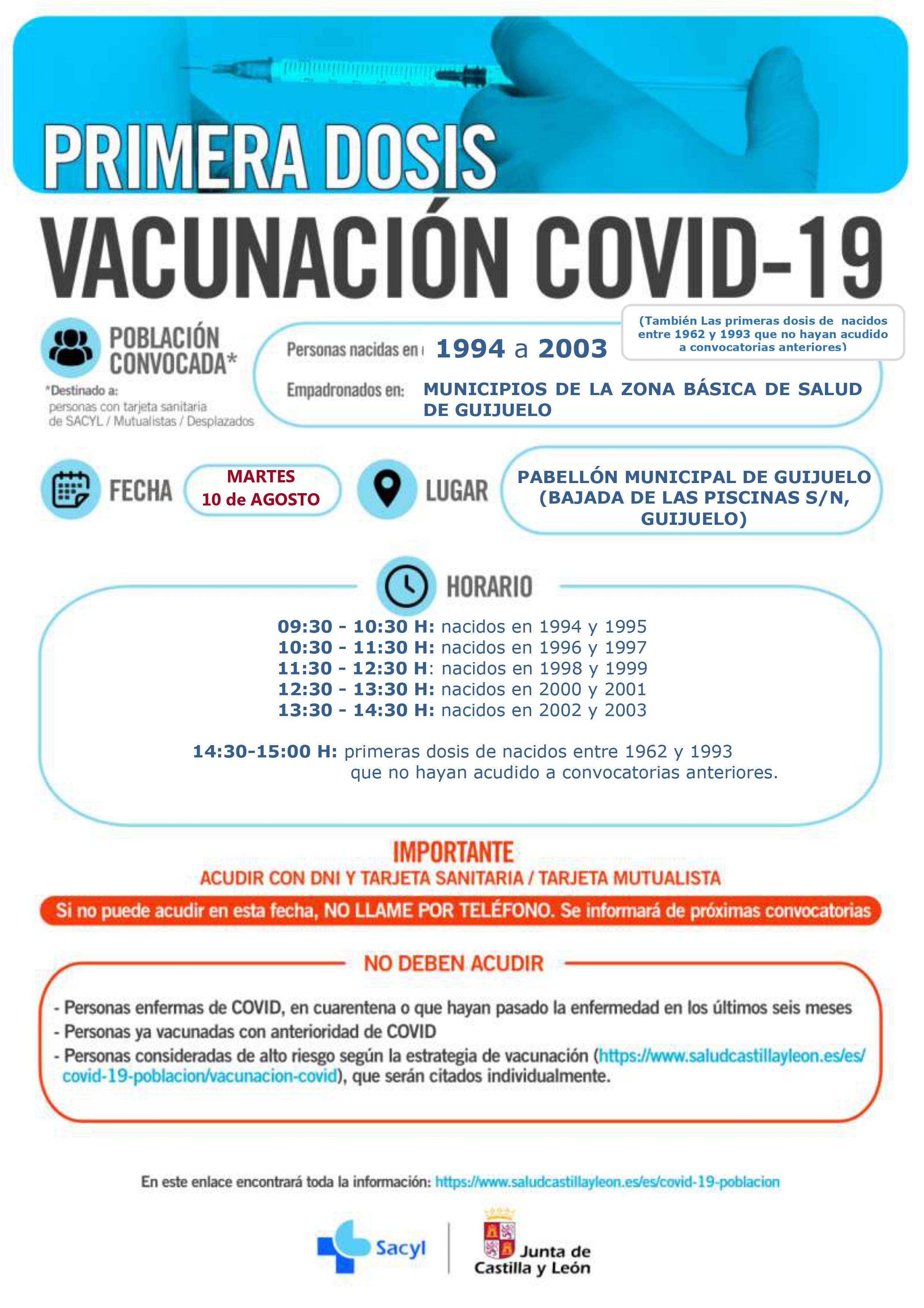 Cartel de vacunación en Guijuelo entre 1994 y 2003