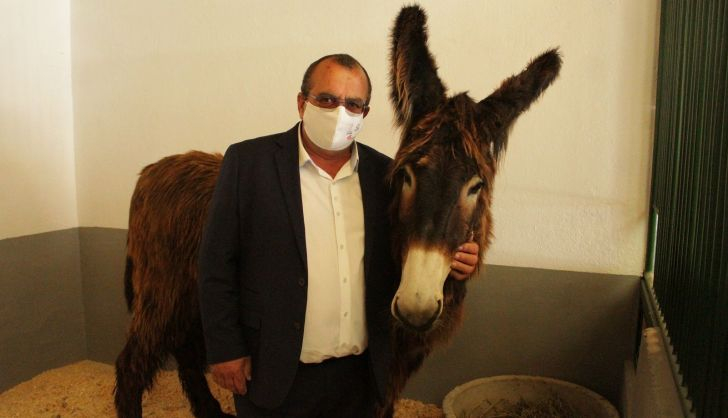 El diputado Ángel Sánchez junto al burro zamorano leonés