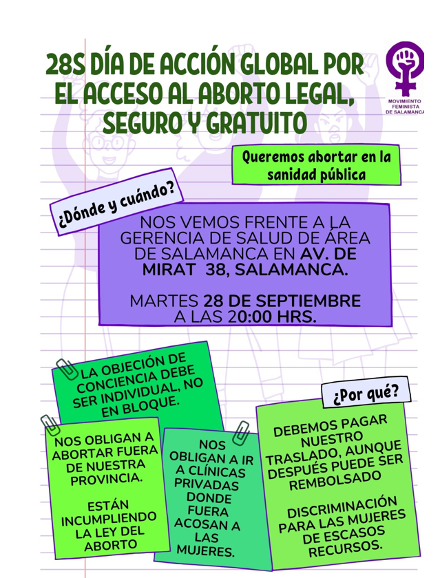 Cartel acción 28 de septiembre. Movimiento Feminista 