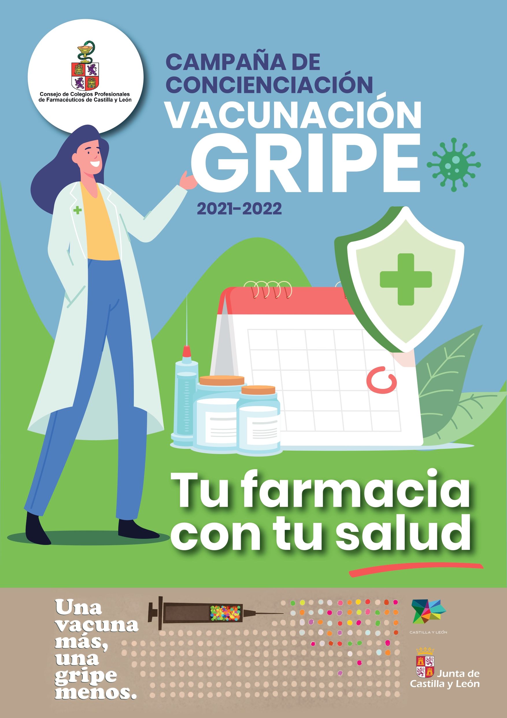 Cartel de la campaña de la gripe que se colocará en las farmacias de toda Castilla y León.