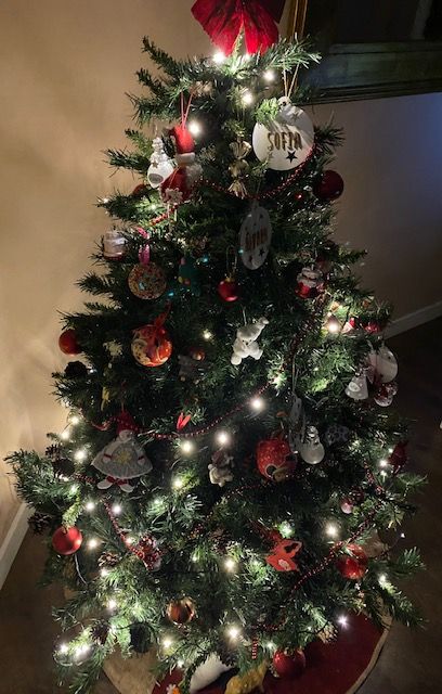 Árbol de Navidad con bolas personalizadas E. A. N (2)