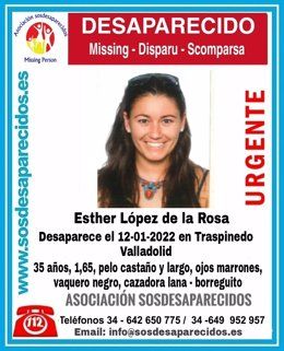 Esther López de la Rosa, la chica desaparecida desde el pasado 12 de enero en Traspinedo (Valladolid).