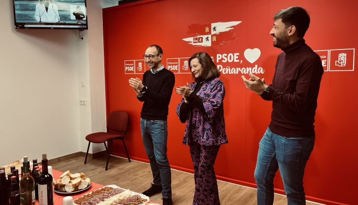David Serrada, Carmen Ávila y Francisco Díaz durante el acto de PSOE de Peñaranda