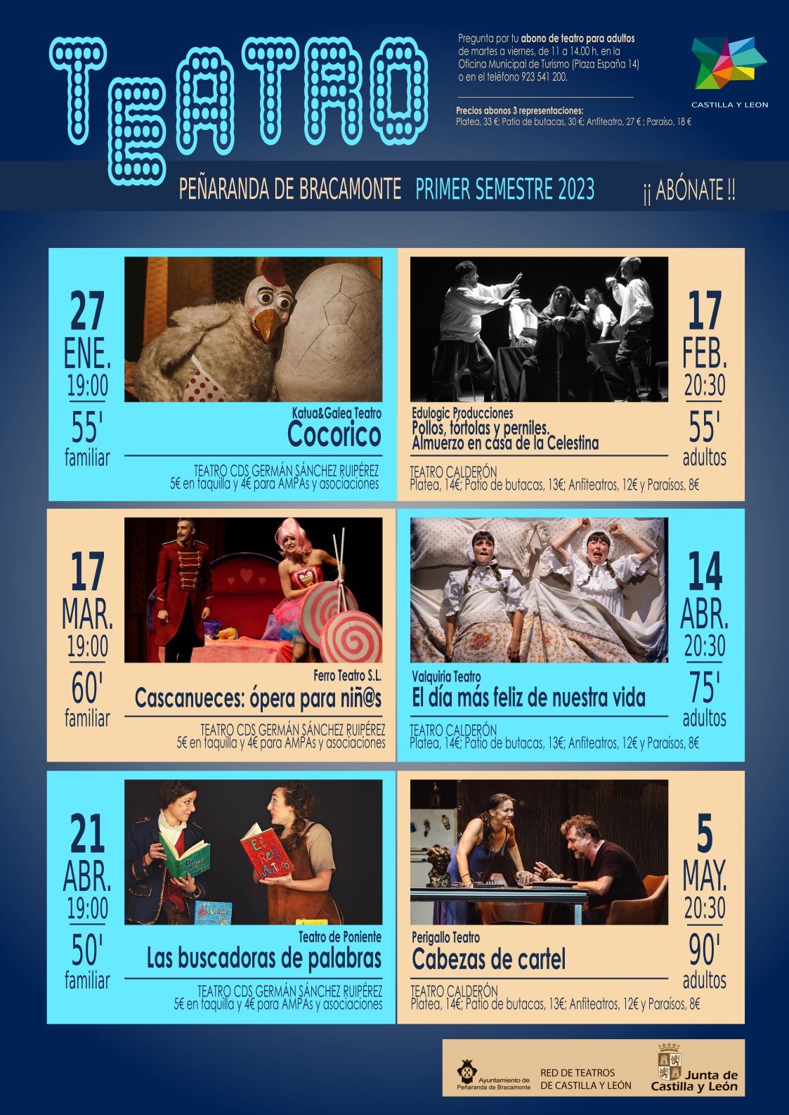 Cartel programación teatro Peñaranda 