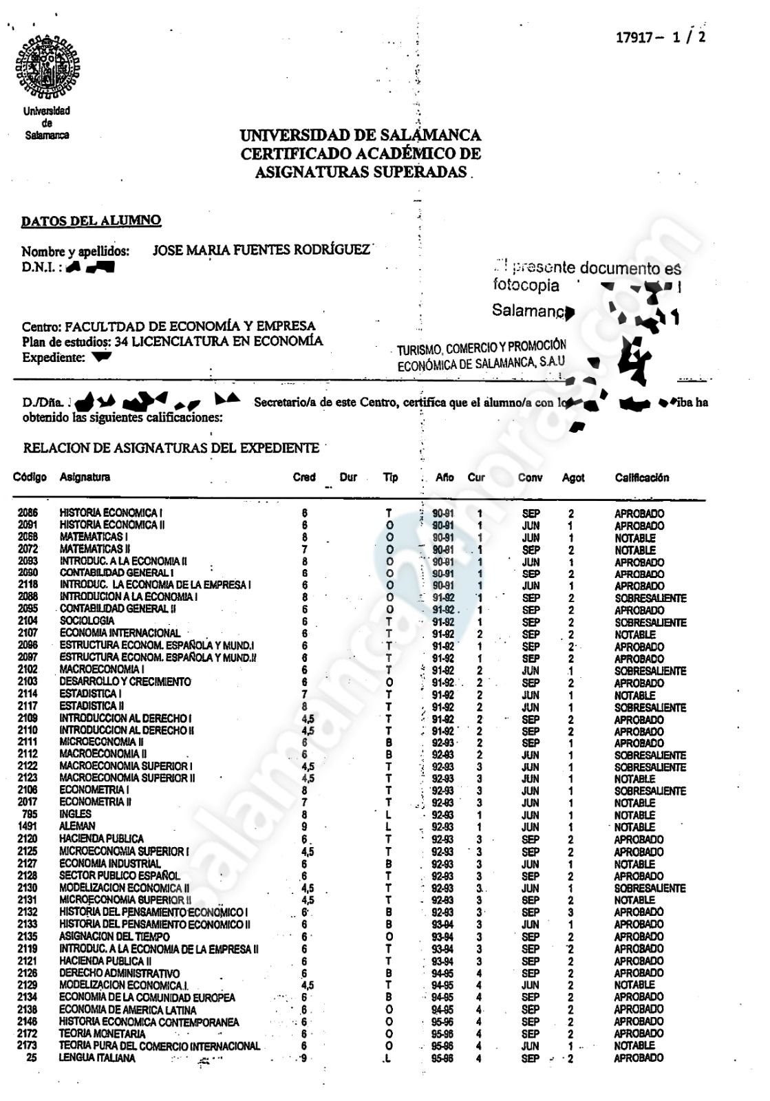 Informe falsificado presentado como notas de José María Fuentes