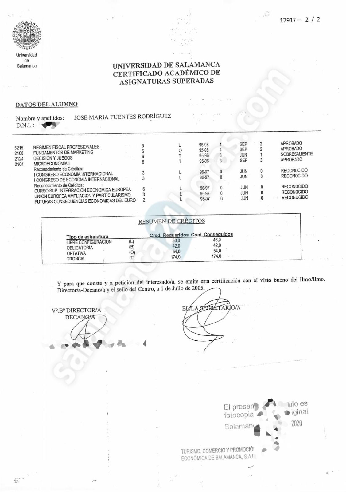 Informe falsificado presentado como notas de José María Fuentes 3