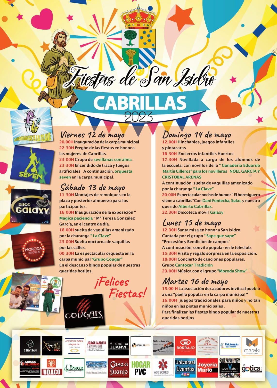 Programación festiva de las fiestas en honor a San Isidro de Cabrillas 2023