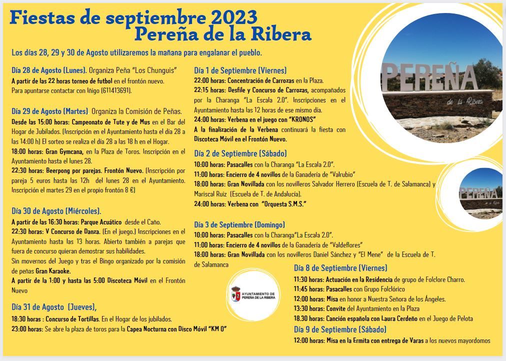 Programa de fiestas Pereña de la Ribera 2023
