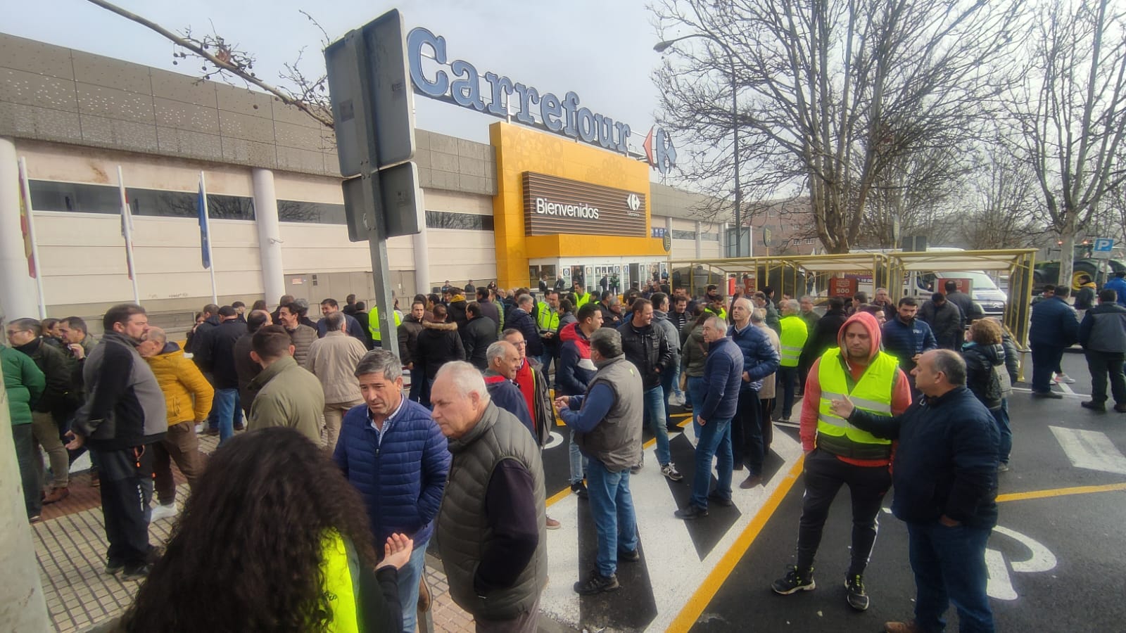 GALERIA | Agricultores y ganaderos protestan en las inmediaciones del Carrefour y la Plaza de Toros