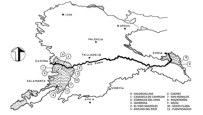 Localización de los principales yacimientos en la Cuenca del Duero que surten con sus fósiles la Sala de las Tortugas de la USAL
