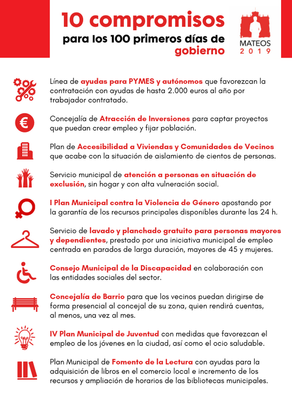 PSOE Josu00e9 Luis Mateos   10 compromisos para los primeros 100 du00edas de gobierno