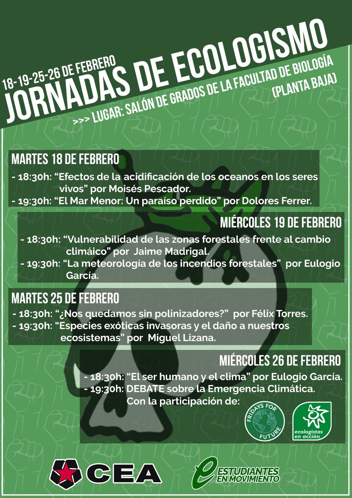 El sindicato de estudiantes CEA organiza unas jornadas de ecologismo en la  Universidad de Salamanca