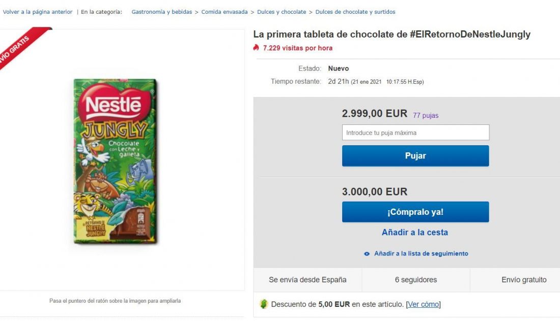 Captura del precio de la primera tableta del nuevo Nestlé Jungly